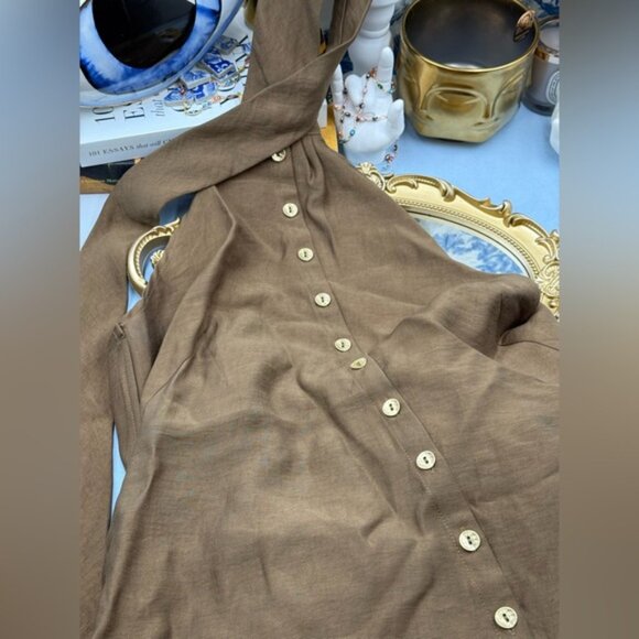 🆕 CULT GAIA 🧿 NWOT Romia Button-Detail Dress, Affogato Brown - Sz L - Picture 9 of 12
